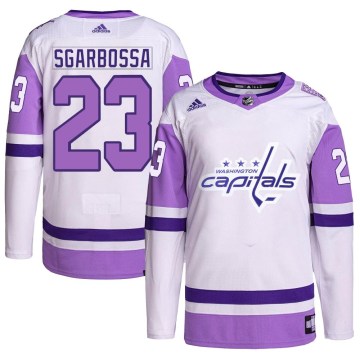 Adidas Washington Capitals Men's Michael Sgarbossa Authentic White/Purple Hockey Fights Cancer Primegreen NHL Jersey