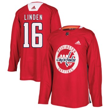 Adidas Washington Capitals Men's Trevor Linden Authentic Red Practice NHL Jersey