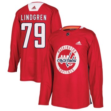 Adidas Washington Capitals Men's Charlie Lindgren Authentic Red Practice NHL Jersey