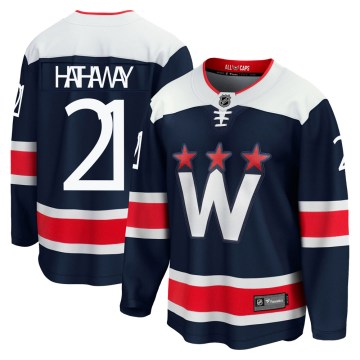 Fanatics Branded Washington Capitals Men's Garnet Hathaway Premier Navy zied Breakaway 2020/21 Alternate NHL Jersey