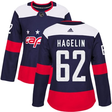 Adidas Washington Capitals Women's Carl Hagelin Authentic Navy Blue 2018 Stadium Series NHL Jersey
