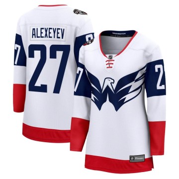 Fanatics Branded Washington Capitals Women's Alexander Alexeyev Breakaway White 2023 Stadium Series NHL Jersey