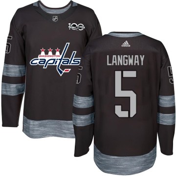 Washington Capitals Youth Rod Langway Authentic Black 1917-2017 100th Anniversary NHL Jersey