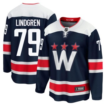 Fanatics Branded Washington Capitals Youth Charlie Lindgren Premier Navy zied Breakaway 2020/21 Alternate NHL Jersey