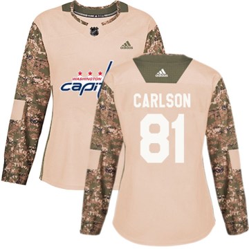 Adidas Washington Capitals Women's Adam Carlson Authentic Camo Veterans Day Practice NHL Jersey